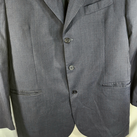 Azetti Made in Italy 100% Wool Navy Pinstripe Suit Jacket Size 54R - Picture 2 of 11